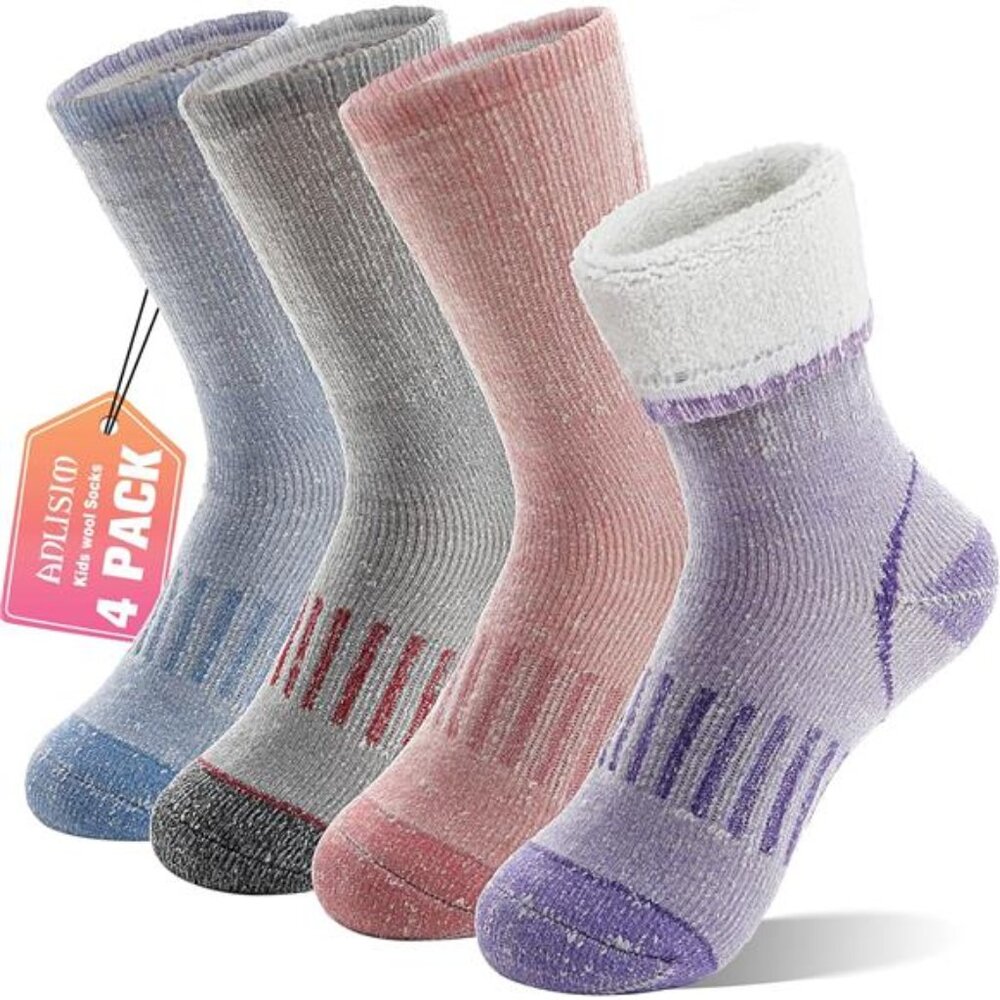 Kids Merino Wool Hiking Socks Boys Girls Toddlers‎ Thermal Winter Warm Boot